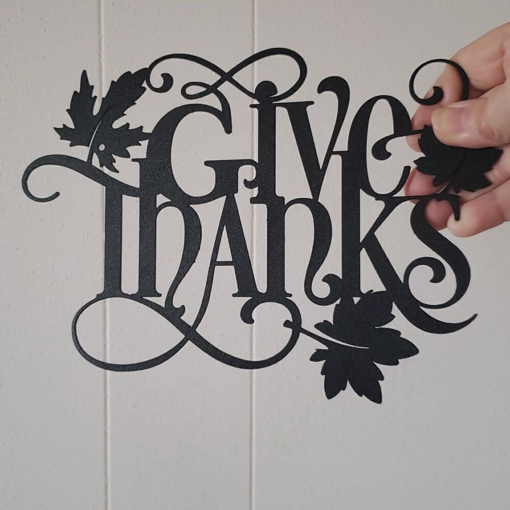 Black Matte "Give Thanks" Metal Wall Decor